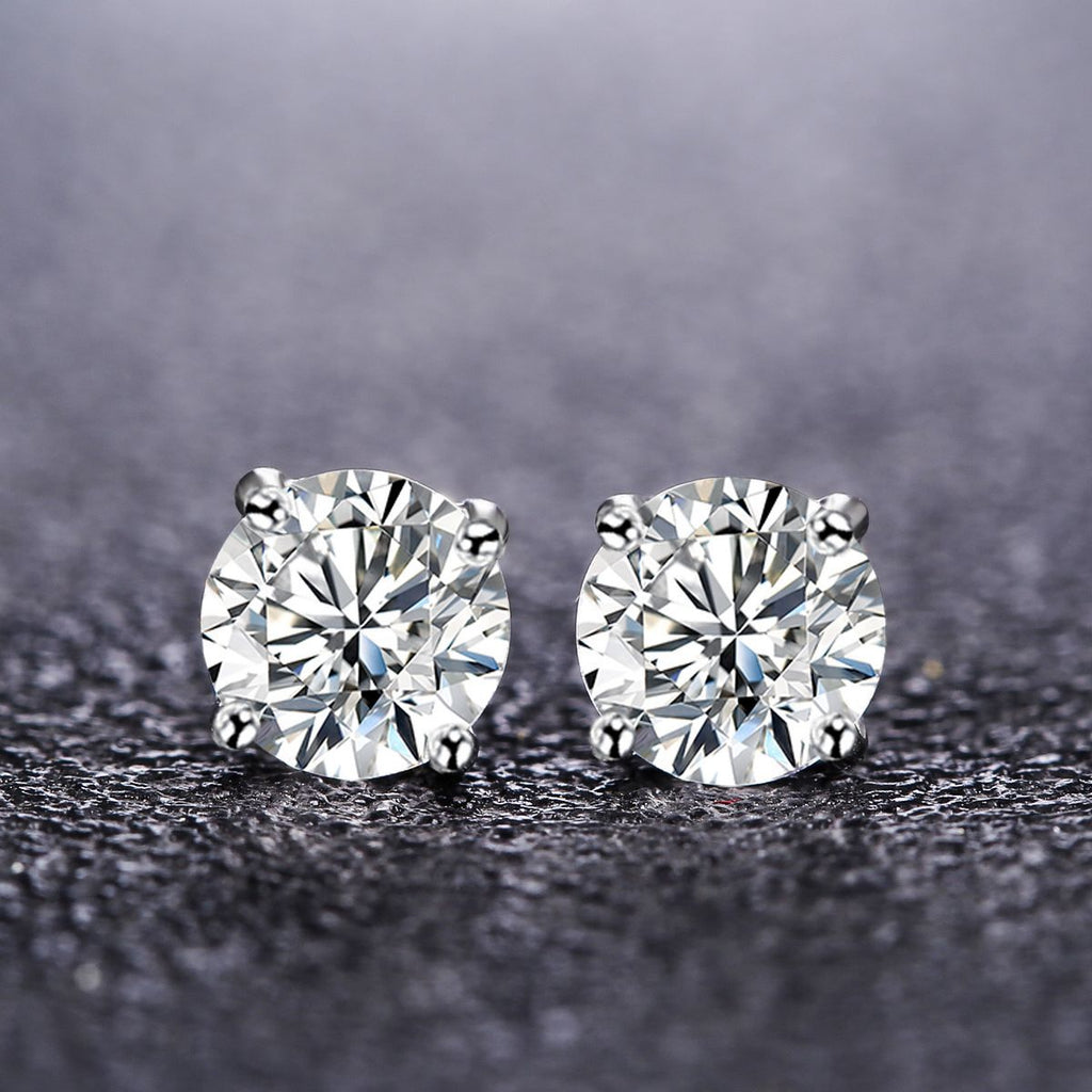 New Fine 925 Sterling silver diamond stud earrings for women fashion Charms party wedding classic jewelry Holiday gifts - luckacco