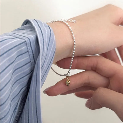 Luckacco New 925 Silver Geometric Bead Punk Peace of Mind Words Irregular String Bracelet For Woman Girl Fashion Jewelry Gift Dropship