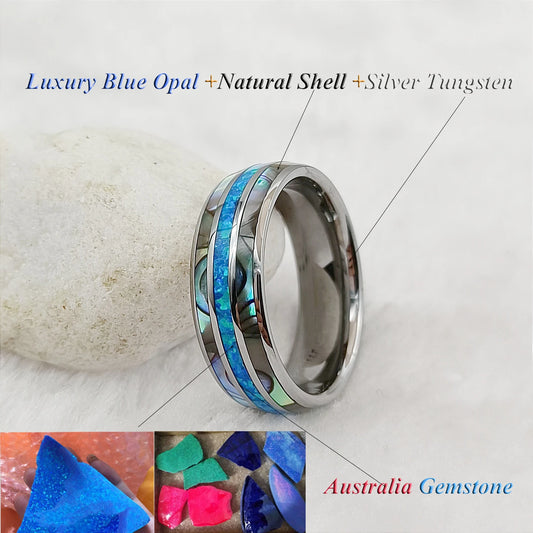 Luckacco Men's Damascus Ring Tungsten Fashion Jewelry Unique High Quality Handmade Wedding Bands Couples Rings For Men Male Boys
