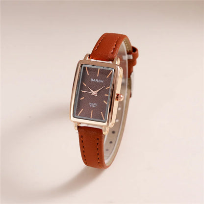 Luckacco fashion rectangle dial quartz women leather watch