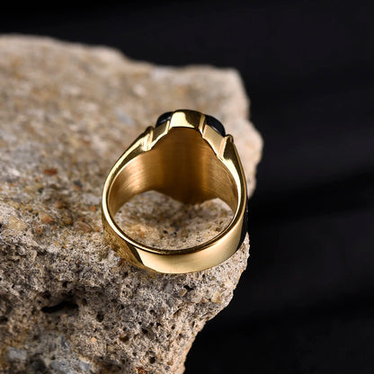 Luckacco R3351g Men's High Quality Vintage Stainless Steel Gemstone Styles Ring Jewelry