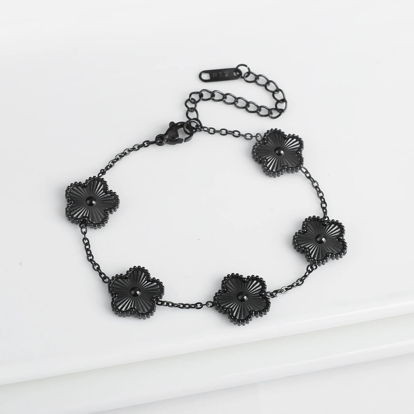 luckacco classic luxury stainless steel bracelet ladies adjustable five flower bracelets for women new fashion party jewelry gifts clover
