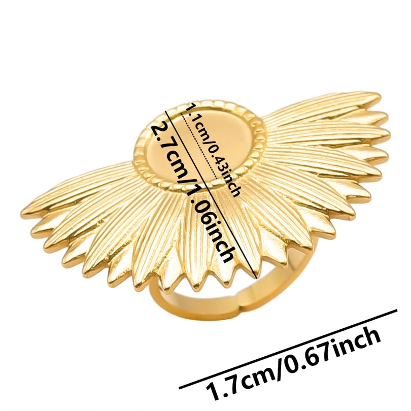 luckacco oval square leaf heart sun base open adjustable ring diy rhinestone oil drop stainless steel rings for women men jewelry bagues