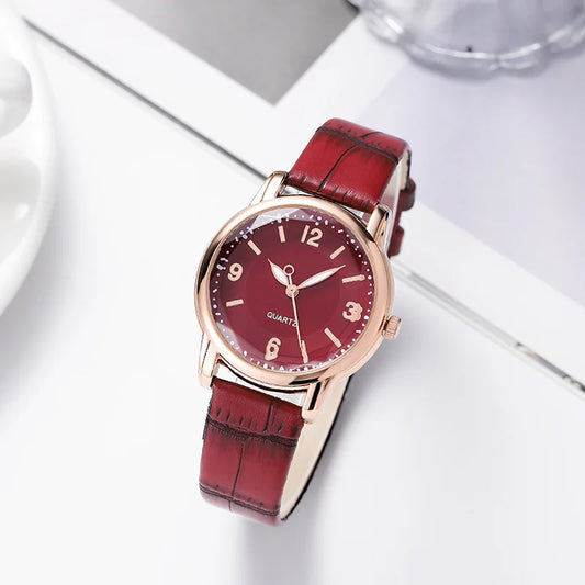 Luckacco Leather Strap Ladies Quartz  Watch Polygon Glass Luxury Women Wristwatches Clocks Dial Quartz Creative Fashion Watch Reloj Часы