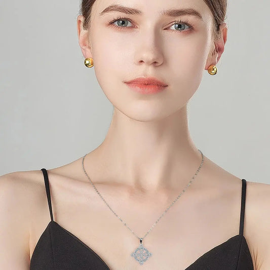 Luckacco YILUOCD Magic Witch Knot Zirconia Pendant Necklace Witchcraft  Good Luck Amulet Wicca Protection Jewelry For Women