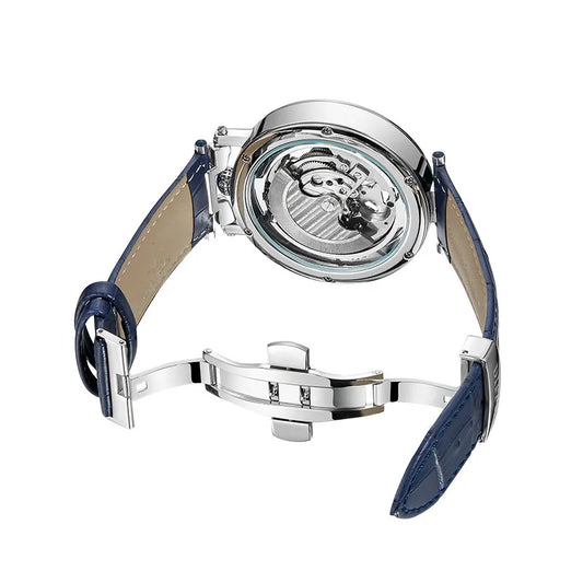 Luckacco DIFFUL Luxury Big Skeleton Dial Mens Watch Moon Phase Tourbillon Leather Men Automatic Watches