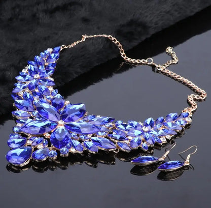 Luckacco Fashion Crystal Jewelry Sets Bridal Necklace Earrings Sets Wedding Party Jewelery Dress Jewellery Decoration Accessories