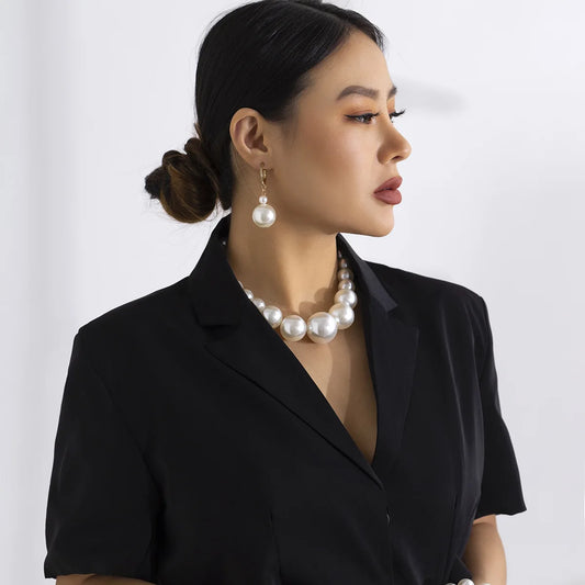 Luckacco DIEZI Elegant Big Imitation Pearl Choker Necklace For Women Fashion Girls Gift Statement Collar Choker Necklace New Jewelry