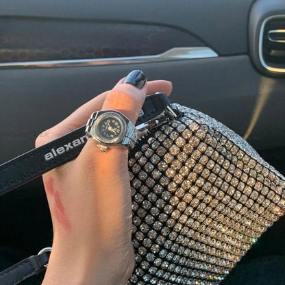 Luckacco Vintage Punk Quartz Finger Watch Ring for Women Men Couple Rings Digital Watches Elastic Stretchy Finger Band Ring Jewelry Clock