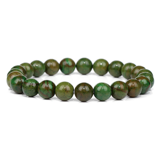 Luckacco Handmade Natural Stone African Stone Beads Bracelet Men Yoga Mala Jewelry Green Moss Agates Beaded Bracelet for Women Men