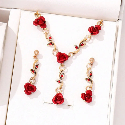 Luckacco 4pcs Women's Jewelry Set, Luxury Ladies Fashion Casual Bracelets, Necklace, Earrings, Jewelry Set, Suitable for Daily Wear, Gift
