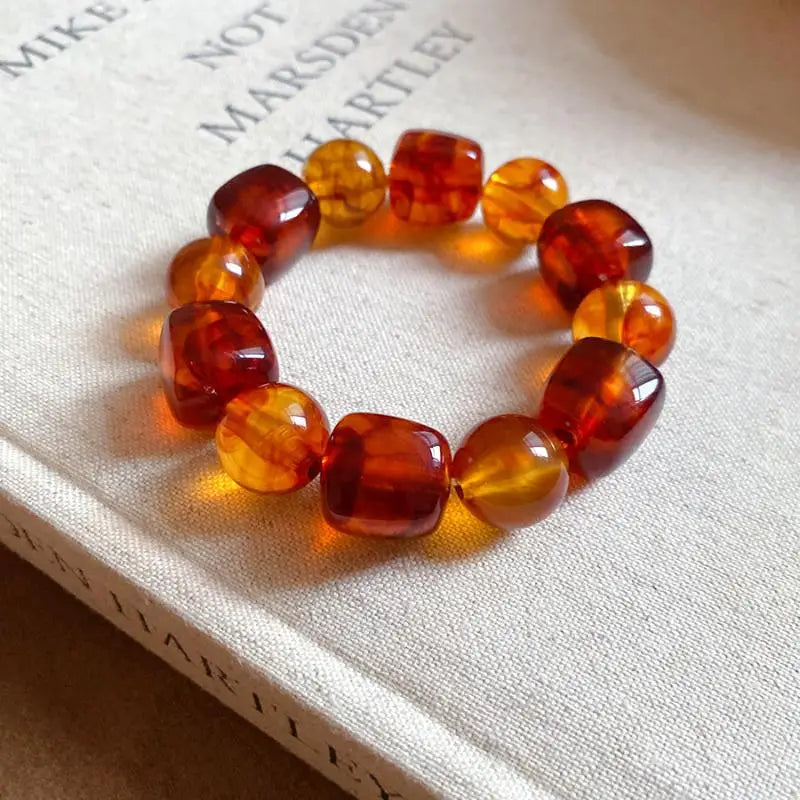 luckacco women's bracelet with square and round acrylic beads; simple european and american inspired design, korean fashion accessory