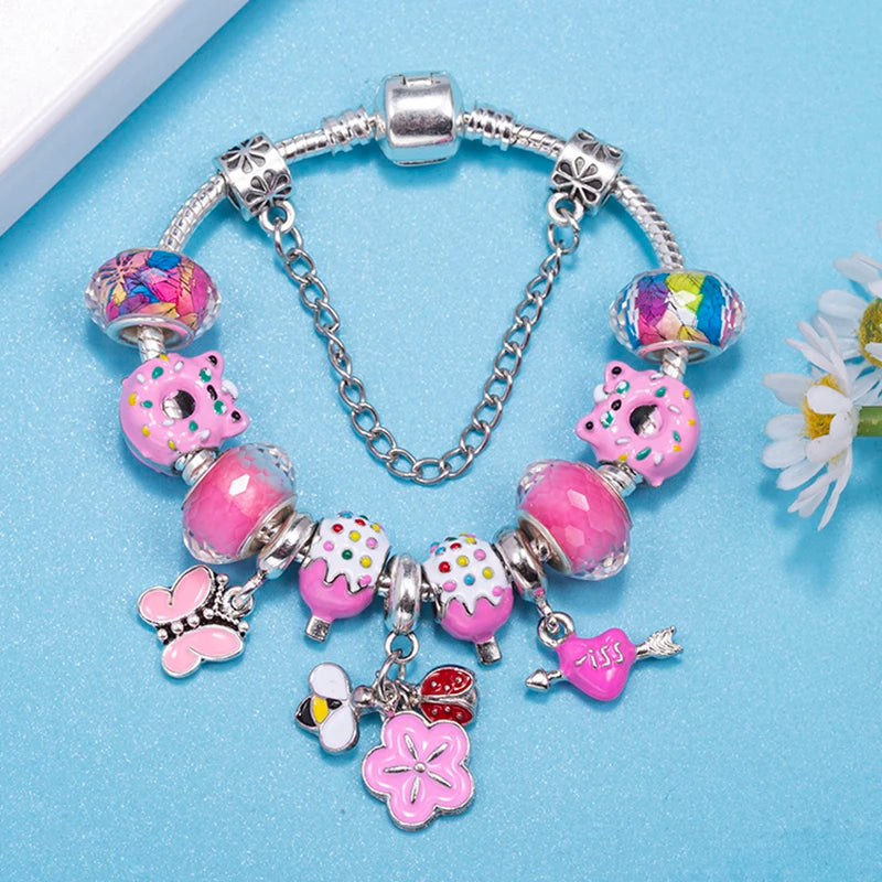 luckacco romantic tower aircraft charm bracelet for women with crystal diy beads pendants bracelet high-quality jewelry