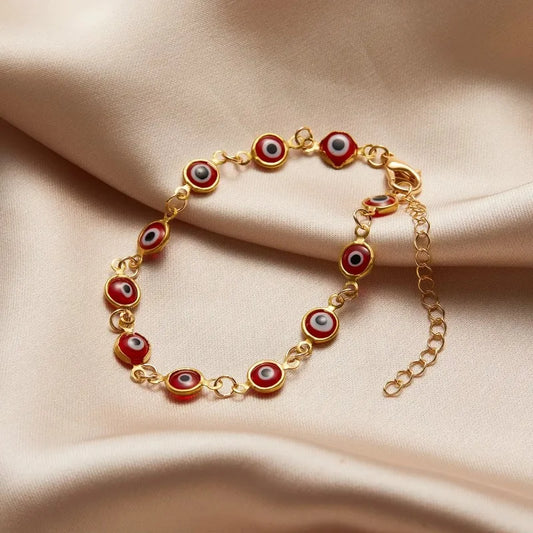 Luckacco Lucky Turkey Evil Eye Bracelet For Women Men Colorful Red Blue Eye Adjustable Metal Chain Bangles Good Luck Wealth Jewelry Gifts