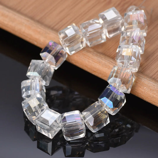 Luckacco 3mm 4mm 6mm 8mm 10mm Cube Square Faceted Czech Crystal Glass Loose Crafts Beads  Lot for Jewelry Making DIY Part 1