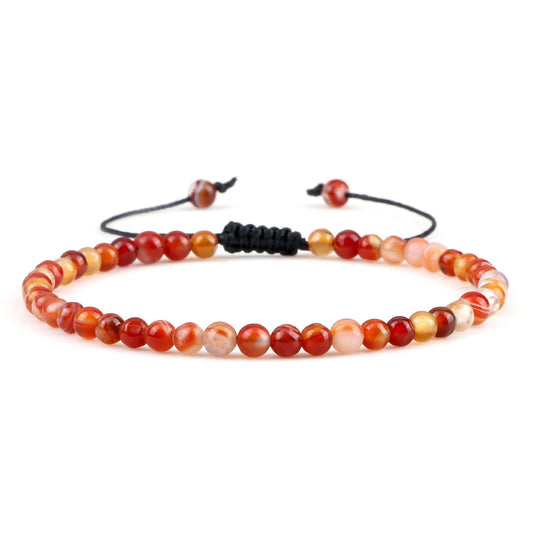 Luckacco Fashion Women Bracelets Natural Agates Onyx Stone Minimalist 4mm Beads Bracelet Handmade Girls Vacation Jewelry Best Friend Gift