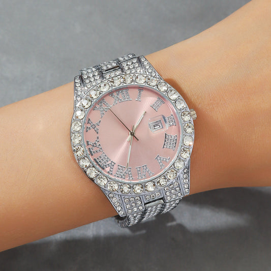 Luckacco New foreign trade explosive diamond-studded Roman fashion with calendar women's watch women's watch women's models