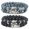 Luckacco 2pcs/set Buddha Head Bracelet for Women Men Natural Tiger Eye Lava Stone Yoga Beads Distance Bracelets Charm Couple Jewelry Gift