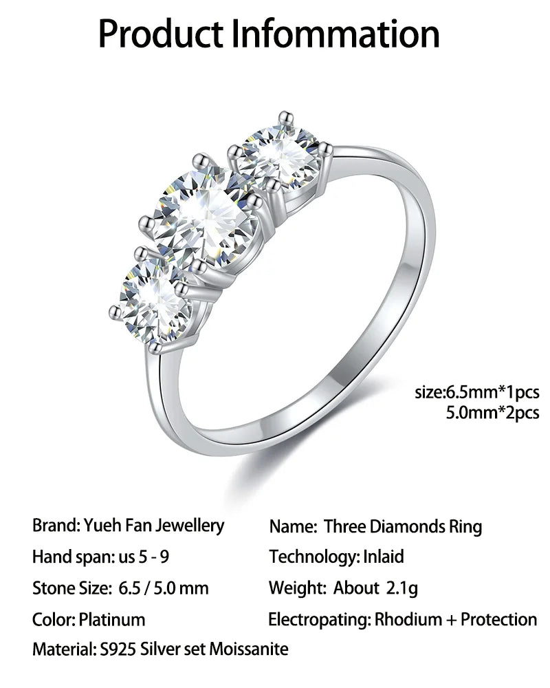 luckacco silver ring with moissanite 1.6ct d vvs1 certified sweet luxury s925 rings jewelry for women high design style wedding party