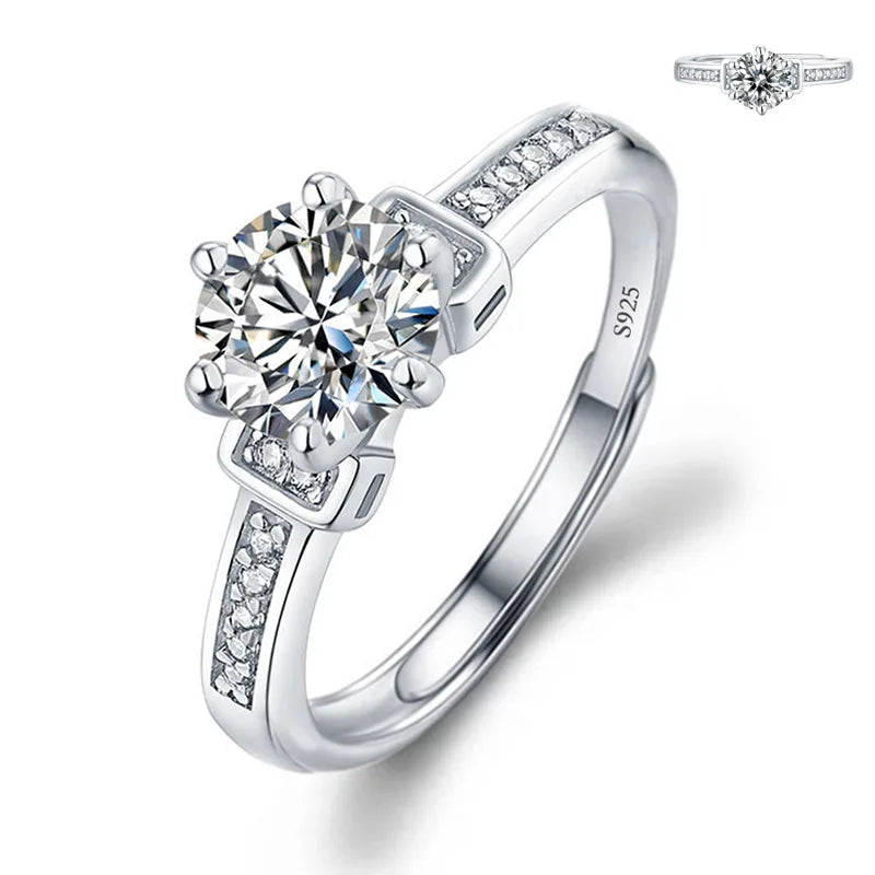 luckacco never fade luxury classic 18k white gold color ring solitaire 2 carat zirconia diamant wedding band women jewelry accessories