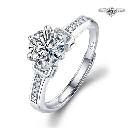 Luckacco Never Fade Luxury Classic 18K White Gold Color Ring Solitaire 2 Carat Zirconia Diamant Wedding Band Women Jewelry Accessories