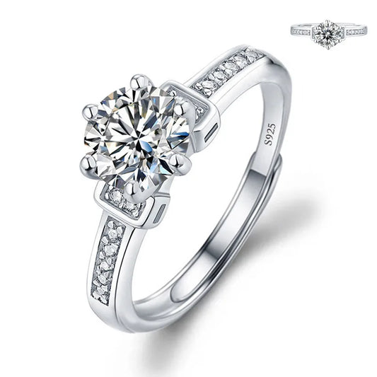 Luckacco Never Fade Luxury Classic 18K White Gold Color Ring Solitaire 2 Carat Zirconia Diamant Wedding Band Women Jewelry Accessories
