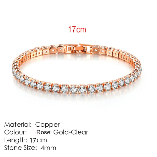 Luckacco Fashion Multicolor Tennis Bracelet for Women 2.5/3/4/5mm Zirconia Charm Designer Tennis Chain Men Bracelet Wedding Jewelry KC128