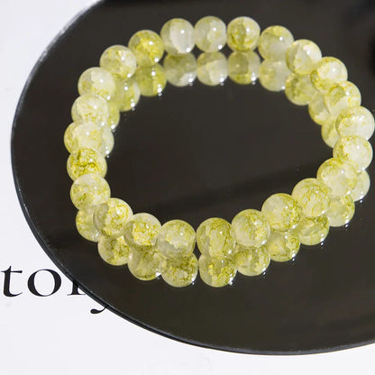 Luckacco Fashion Exquisite Ice Crack Gradient Forest Flower Pattern Beaded Glass Bracelet for Women High Beauty Elastic Bracelet Jewelry