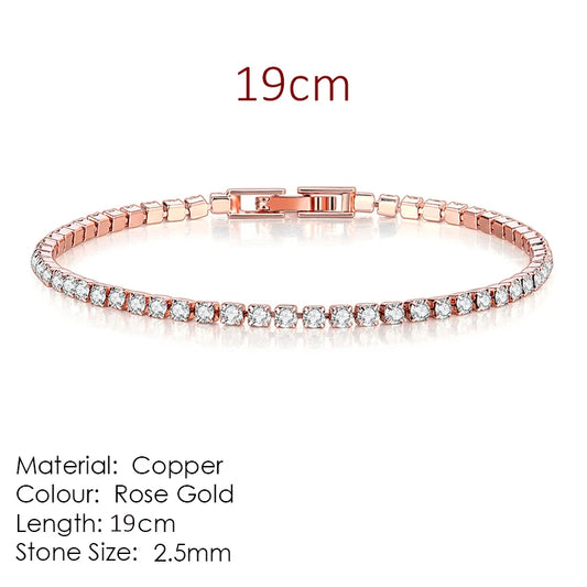 Luckacco Fashion Multicolor Tennis Bracelet for Women 2.5/3/4/5mm Zirconia Charm Designer Tennis Chain Men Bracelet Wedding Jewelry KC128