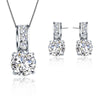 Luckacco 925 Sterling Silver Color Bridal Jewelry Set Classic Cubic Zircon Crystal Pendant  Necklace Stud Earrings for Women Girls Gift