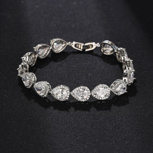 Luckacco Micro inlaid exquisite AAA drop zircon bracelet feminine bridal wedding dress hand ornament