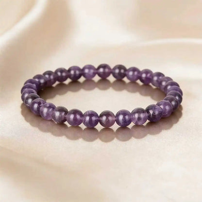 Luckacco Amethyst Beaded Stretch Bracelet Bohemian Style Crystal Jewelry for Women Adjustable Fit Most Wrists Trendy Daily Wear Accessory