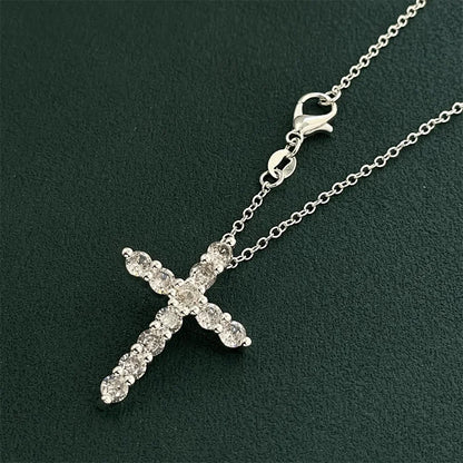 Luckacco 925 sterling silver diamond cross pendant with thin chain, versatile and fashionable