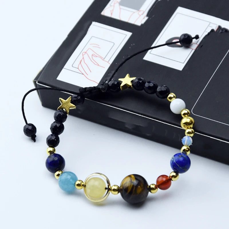 luckacco cosmic galaxy solar system eight planets bracelet, wearing it means the universe is under control