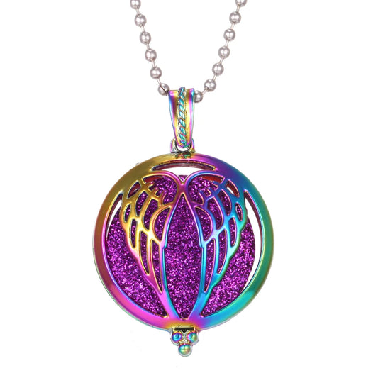 Luckacco New Colorful Aromatherapy Necklace Vintage Flower Butterfly Tree Owl Essential Oil Diffuser Necklace Perfume Lockets Pendants