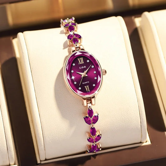 Luckacco UTHAI V22 Women's Watches Light Luxury Diamond Inlaid Female Watch Waterproof Oval Ladies Fashion Quartz Bracelet Wristwatch