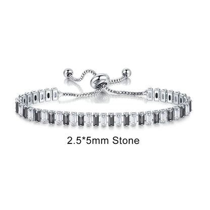 Luckacco Adjustable Multicolor Tennis Bracelets For Women Ladies Wedding Rainbow Colorful Zircon Charm Bracelet Hand Chain Jewelry DZH043