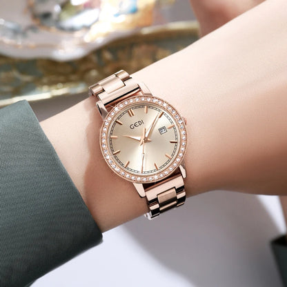 Luckacco Light luxury stainless steel women's watch calendar waterproof high-end watch ladies quartz watch