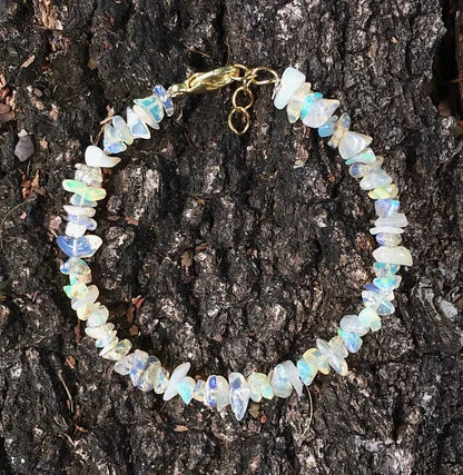 Luckacco Opal Chip Bracelet / Ethiopian Opal Bracelet / Rainbow Opal / White Opal / Rough Opal / Raw Opal / Natural Opal