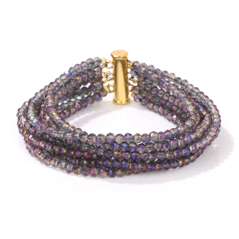 luckacco blue glass crystal miyuki bracelet bohemia multi layered faceted crystal beads bracelets for women men magnetic buckle jewelry