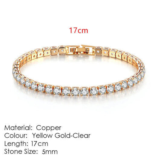Luckacco Fashion Multicolor Tennis Bracelet for Women 2.5/3/4/5mm Zirconia Charm Designer Tennis Chain Men Bracelet Wedding Jewelry KC128