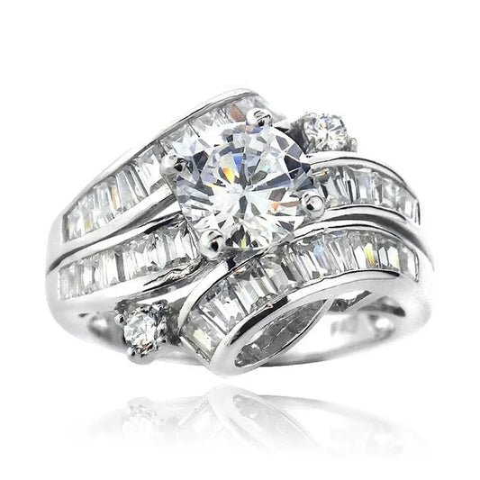 Luckacco Luxury Marquis Cut Droplet Ring Women's Gorgeous Anniversary Party Jewelry Noble  Fashion Engagement Ceremony Accessories