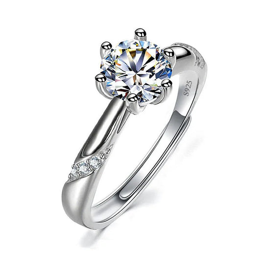 Luckacco Never Fade Luxury Classic 18K White Gold Color Ring Solitaire 2 Carat Zirconia Diamant Wedding Band Women Jewelry Accessories