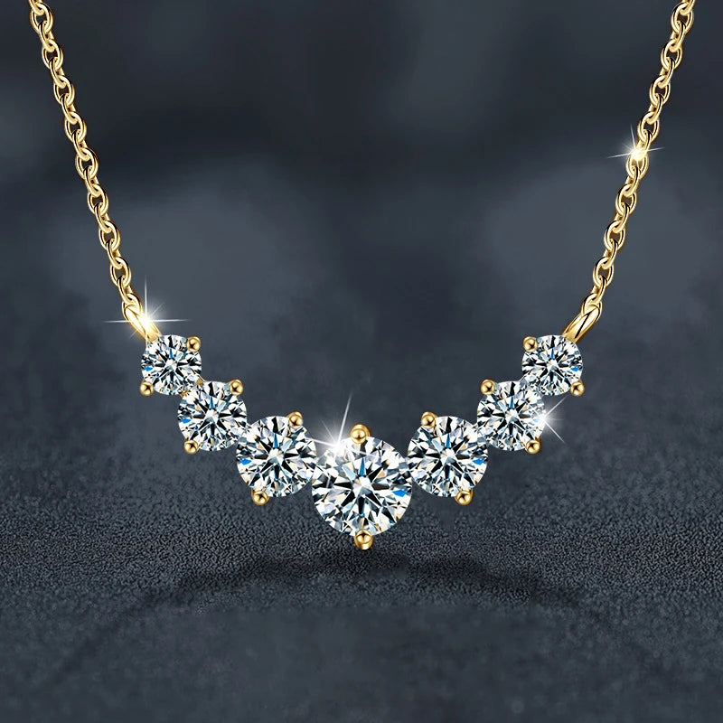 luckacco u-smile moissanite necklace d vvs1 for women d color sparkling lab diamon luxury necklaces 925 sterling silver gra certified