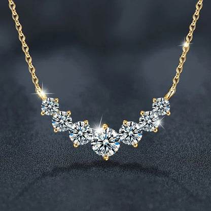 Luckacco U-Smile Moissanite Necklace D VVS1 for Women D Color Sparkling Lab Diamon Luxury Necklaces 925 Sterling Silver GRA Certified
