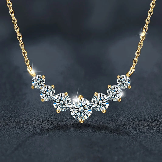 Luckacco U-Smile Moissanite Necklace D VVS1 for Women D Color Sparkling Lab Diamon Luxury Necklaces 925 Sterling Silver GRA Certified