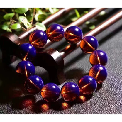 Luckacco Dominican Violet Blue Amber Bracelet Men's and Women's Single Circle Buddha Bead Wax Amber Bracelet
