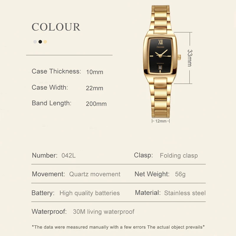 luckacco wwoor elegant women's watch fashion stainless steel waterproof ladies quartz wristwatch luxury bracelet watches date reloj mujer