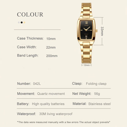 Luckacco WWOOR Elegant Women's Watch Fashion Stainless Steel Waterproof Ladies Quartz Wristwatch Luxury Bracelet Watches Date Reloj mujer