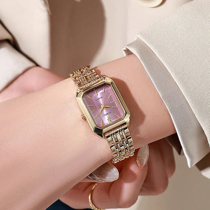 Luckacco 2025 Hot Brand Stainless Steel Strap Watch Women Luxury Gift Quartz Wristwatch Student Fashion Simple Square Quartz Watches